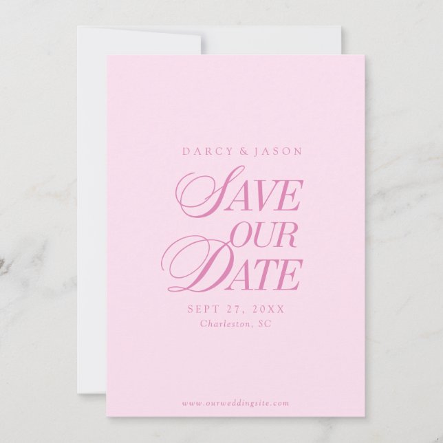 Classy Pastel Pink Elegant Save the Date Card Spara Datumet (Framsida)