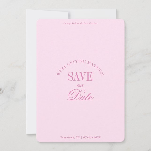 Classy Pastel Pink Elegant Save the Date Card Spara Datumet (Framsida)