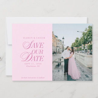 Classy Pastel Pink Elegant Save the Date Card Spara Datumet