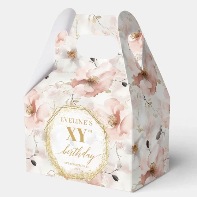 Classy Pastel Rosa Rustic Guld Birthday Favor Box Presentaskar (Classy Pastel Pink Rustic Gold Birthday Favor Box)