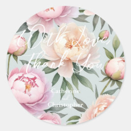 Classy Peony Sticker Runt Klistermärke
