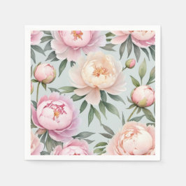 Classy Peony Wedding Napkins Pappersservett