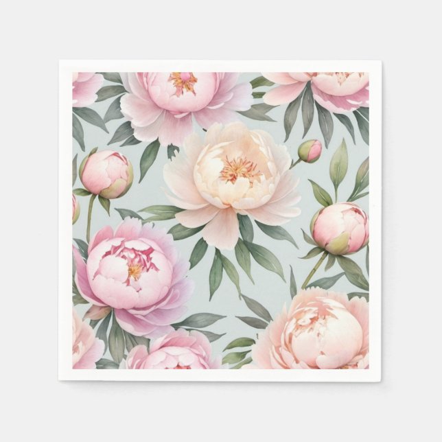 Classy Peony Wedding Napkins Pappersservett (Framsidan)