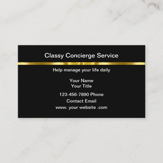 Classy Personal Concierge Business Cards Design Visitkort (Framsida)