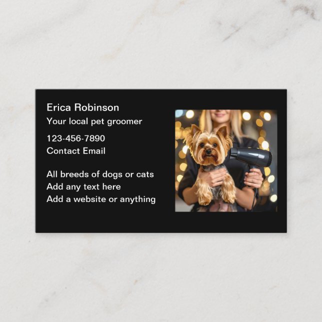 Classy Pet Grooming Business Cards Design Visitkort (Framsida)