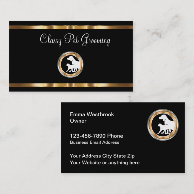Classy Pet Grooming Service Visitkort (Fram/baksida)