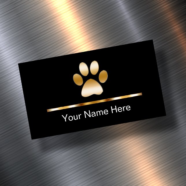 Classy Pet Service Magnetiska Visitkort (Simple magnetic business cards for a pet care service)