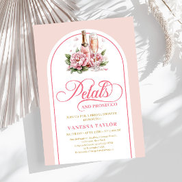 Classy petals and prosecco blush gold invitation inbjudningar