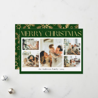Classy Photo Collage Guld Snöflingor jul Julkort