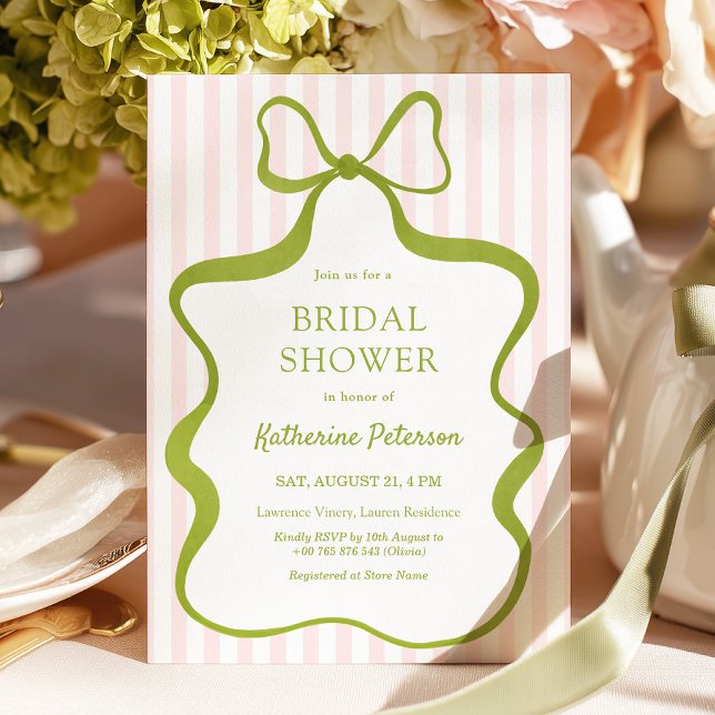 Classy Pink & Sage Bridal Shower Invitation Inbjudningar (Skapare uppladdad)