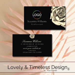 Classy Plain Black Beige Ro med enkel Logotyp Visitkort