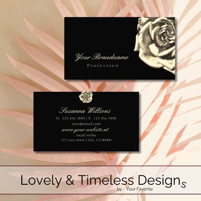 Classy Plain Black Beige Ro Simple Visitkort (Skapare uppladdad)