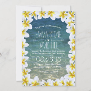 Classy Plumeria Blommigt Ram Beach Wedding Inbjudningar