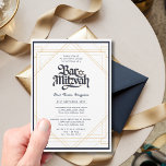Classy PUB MITZVAH Quality Navy Guld Modern Inbjudningar<br><div class="desc">Denna moderna inbjudan till Pub Mitzvah kan vara tydlig eller frostiserad,  rektangulär eller bågformad efter behov för kostym. Du kan ändra färg i texten i verktyg. Finns även i akrylklar plast. Visa samlingen om du vill visa alla alternativ.</div>