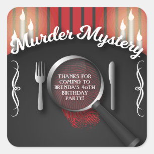 Classy Red and Black Murder Mystoppmiddag Fyrkantigt Klistermärke
