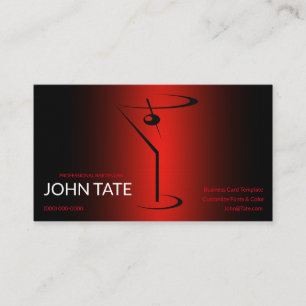 Classy Red Martini Metallic Bartender-mall Visitkort
