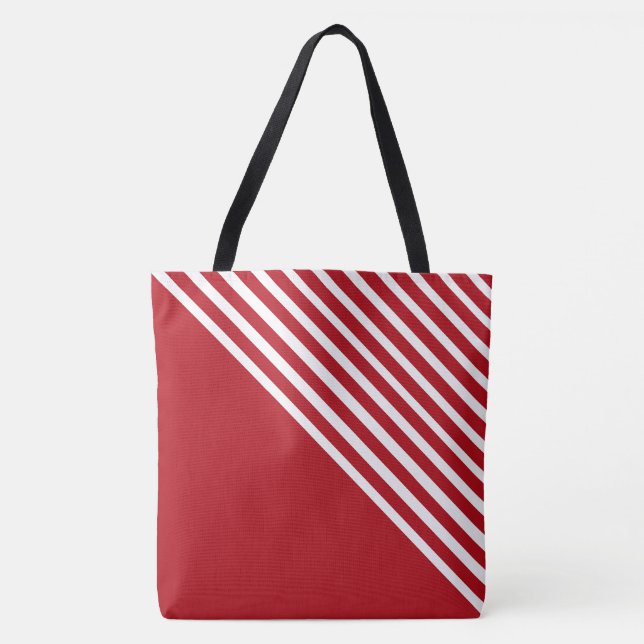 Classy Red & White Diagonal Stripes Modern Tygkasse (Framsida)