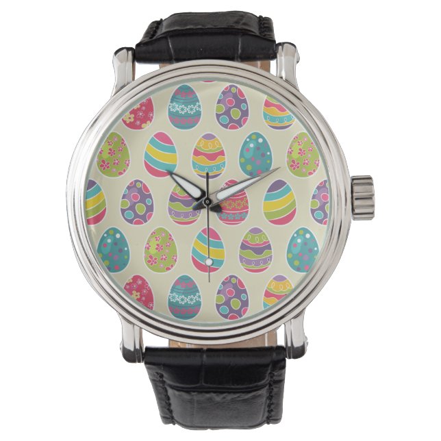 Classy Retro Påskägg Glad påsk Day Armbandsur (Framsida)