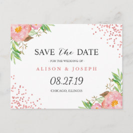 Classy Ro Guld Dots Blommigt Bröllop spara datum Meddelande Vykort