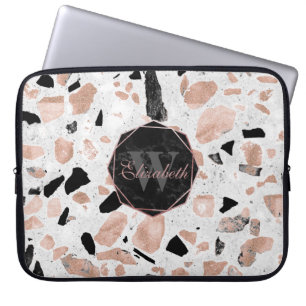 Classy ro vintage guld marble abstrakt terrazzo laptop fodral