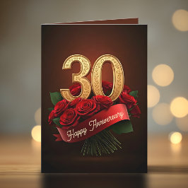Classy Romantic Röd ros 30:e Bröllop-årsdagen Kort