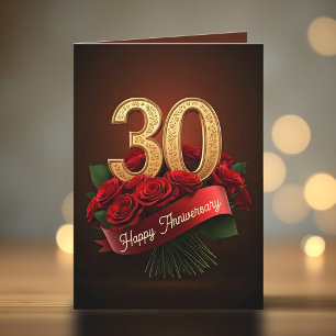 Classy Romantic Röd ros 30:e Bröllop-årsdagen Kort