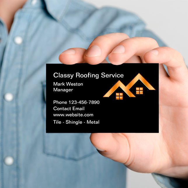 Classy Roofing Construction Business Cards Visitkort (Skapare uppladdad)