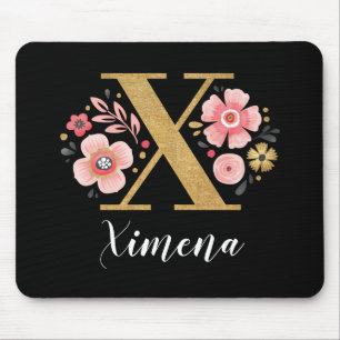 Classy Rosa Black Monogram Initial Girly Brev X Musmatta