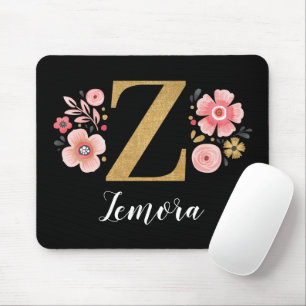 Classy Rosa Black Monogram Initial Girly Brev Z Musmatta