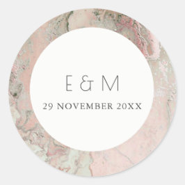 CLASSY ROSA DUSKY RO GULD AGATE MONOGRAM BRÖLLOP RUNT KLISTERMÄRKE