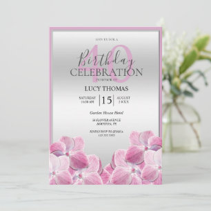 Classy Rosa Flowers Dekoration Birthday Inbjudningar
