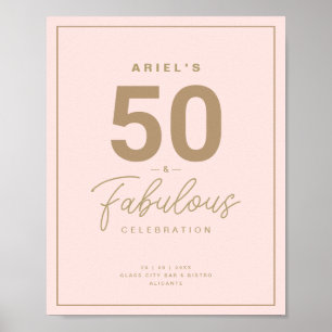Classy Rosa & Guld 50 & Fabulous Födelsedagsfest Poster