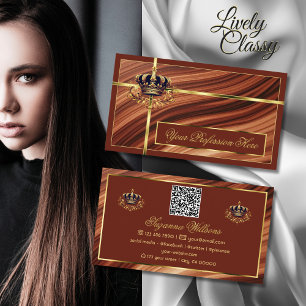 Classy Royal Brown Guld Krona med QR-kod Nobly Visitkort
