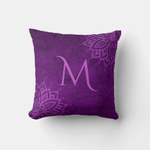 Classy Royal Lila Mandala Monogram Dekorativ kudde