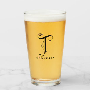 Classy Rulla Monogram Initial T med efternamn Glaskopp