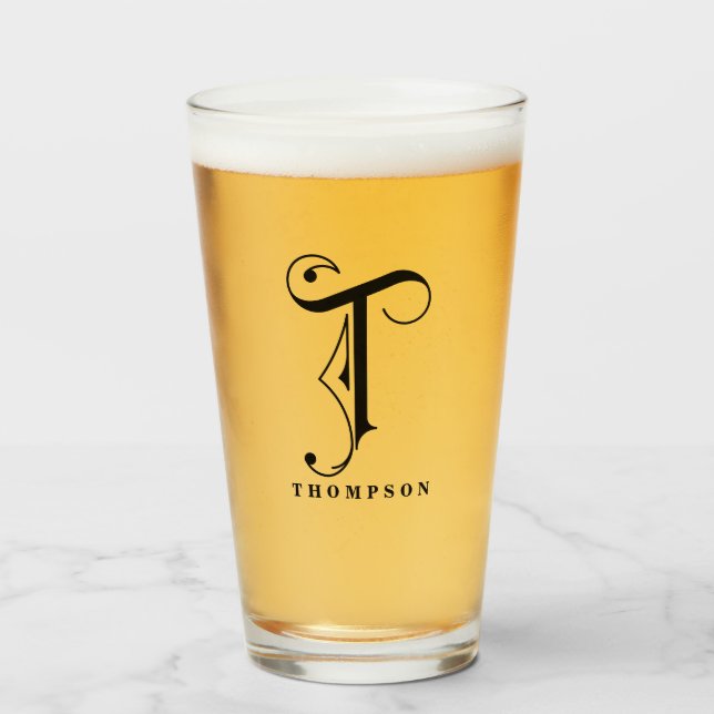 Classy Rulla Monogram Initial T med efternamn Glaskopp (Framsida fylld)
