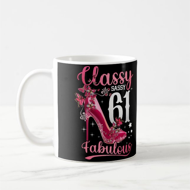 Classy Sassy 61 And Faburlous 61st Birthday Floral Kaffemugg (Vänster)