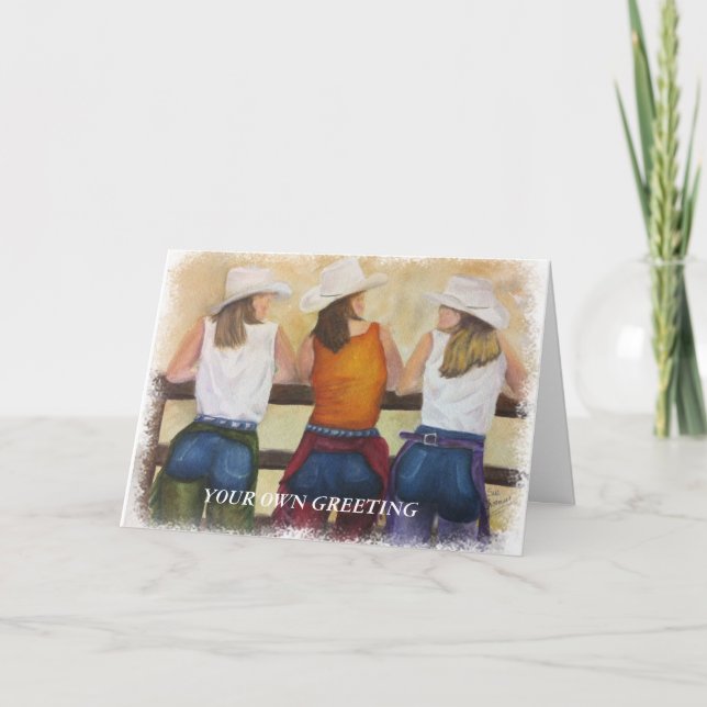 CLASSY SASSY COWGIRLS ANPASSADE GREETING CARDS KORT (Framsida)