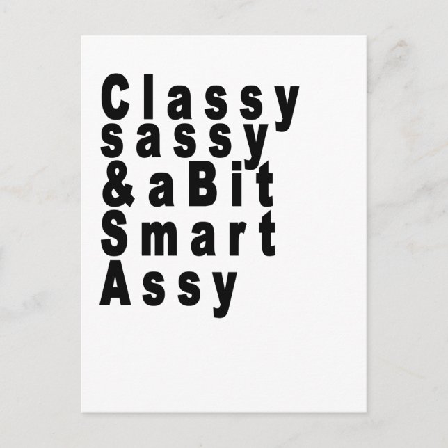 Classy Sassy och en bit Smart Assy Tshirts.png Vykort (Framsida)