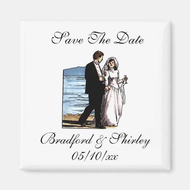 Classy Save the Date Strandsbröllop Destination Ma Magnet (Framsidan)