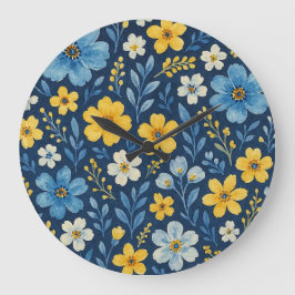 Classy Shabby chic Fransk Blommigt Art Mönster Duv Stor Klocka