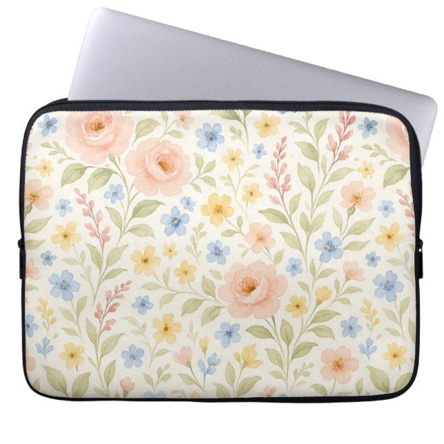 Classy Shabby chic Fransk Blommigt Art Mönster Laptop Fodral (Framsidan)
