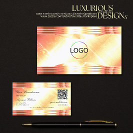 Classy Shimmery Ro Guld Logotyp QR Kod Luxurious Visitkort