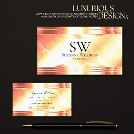 Classy Shimmery Ro Guld och Monogram Luxurious Visitkort