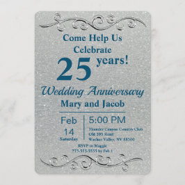 Classy Silver-årsdagen Inbjudningar