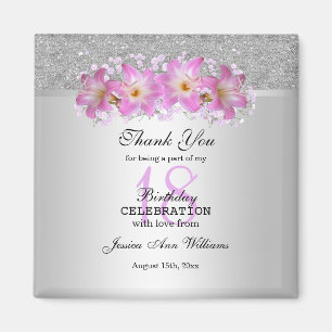 Classy Silver & Belladonna Lilies 18:e födelsedage Magnet