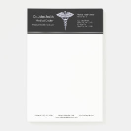Classy Silver Caduceus Medical on Black Post-it Block