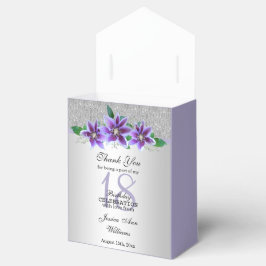 Classy Silver & Clematis Flowers 18:e födelsedagen Presentaskar