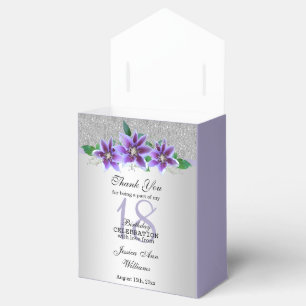 Classy Silver & Clematis Flowers 18:e födelsedagen Presentaskar