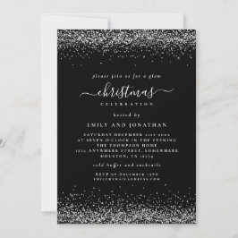 Classy Silver Glitter Black jul Party Inbjudningar